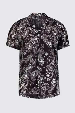 Short Sleeve Revere Paisley Print Shirt | Boohoo
