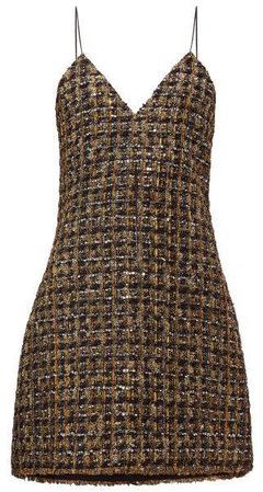 Metallic Tweed Mini Dress - Womens - Gold Multi