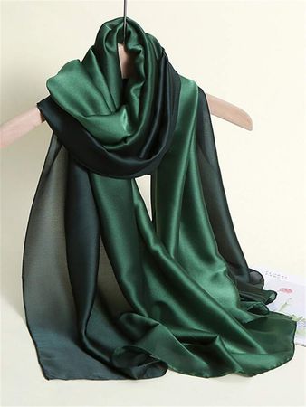 1pc Women's Gradient Green Imitated Silk Scarf , Soft Neck Wrap, Sun Protection And Daily Outing Shawl | SHEIN