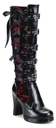 harley quinn black red boots