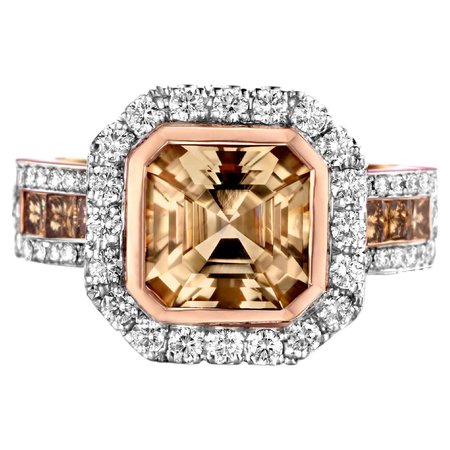 3,17Ct Tourmaline 18K Rose Gold, Diamond 1,39Ct VS-F Engagement Coctail Ring For Sale at 1stDibs