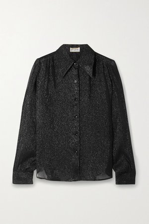 Metallic Silk And Lurex-blend Crepon Shirt - Black