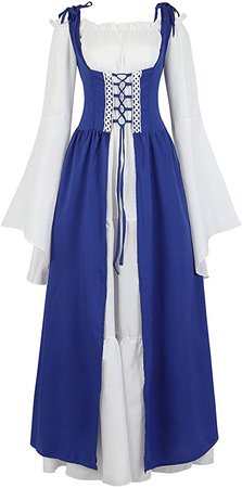 Amazon.com: Grebrafan Womens Medieval Renaissance Costume Pirate Gown Long Dress (XX-Large, Royal Blue): Clothing