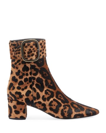 Saint Laurent Joplin Leopard-Print Fur Booties