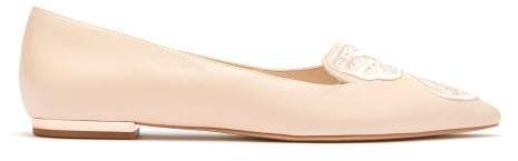 Bibi Crystal Butterfly Leather Ballet Flats - Womens - Light Pink