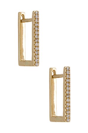 Zoe Lev Diamond Rectangle Huggie Earrings in Gold | REVOLVE