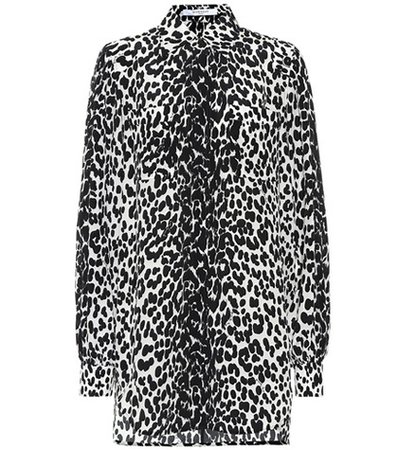 Leopard silk shirt dress