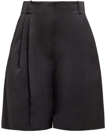 Roberts High Rise Pleated Cotton Faille Culottes - Womens - Black