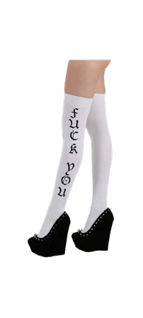Attitude Clothing | F You Over The Knee Socks