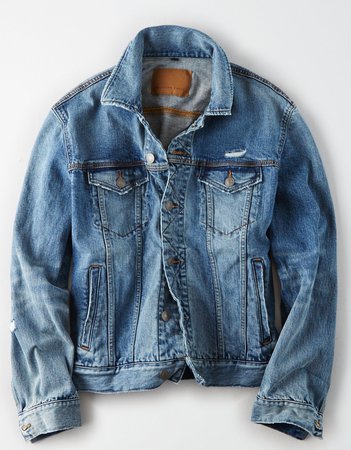 AE Destroy Denim Jacket, Blue | American Eagle Outfitters