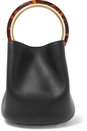 Pannier Small Leather Bucket Bag - Black