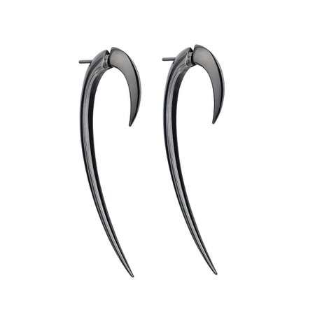 Silver Black Rhodium Large Hook Earrings – Shaun Leane