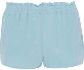 Ruffle-trimmed Washed-silk Shorts