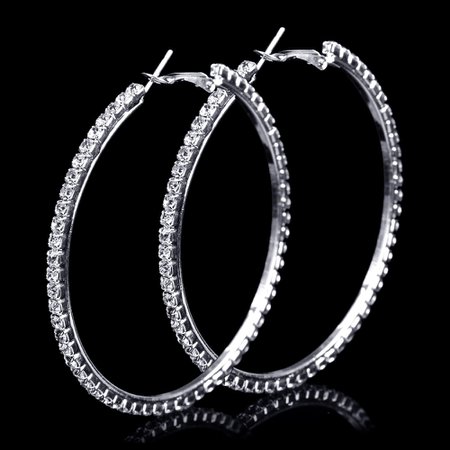 QMXD Fashion Retro Rhinestone Big Circle Earrings Silver Crystal Earrings Tide Confident Ladies Must have Jewelry-in Hoop Earrings from Jewelry & Accessories on Aliexpress.com | Alibaba Group