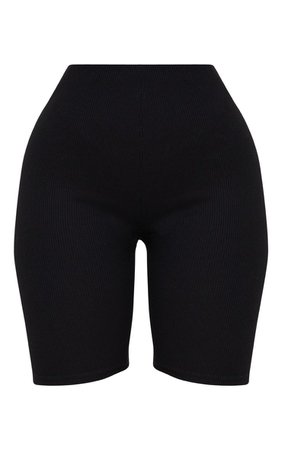 Shape Black Ribbed bike Shorts | Curve | PrettyLittleThing USA