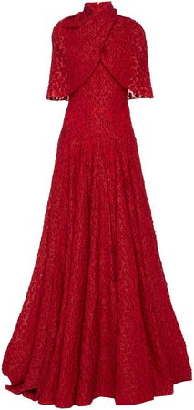 Cape-Effect Fil Coupe Gown