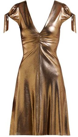 Soraya Lame Mini Dress - Womens - Gold