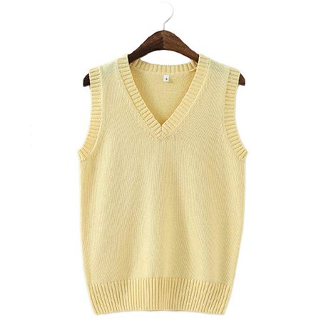 Amazon.com: Bingooutlet Men Women Knitted Cotton V-Neck Vest JK Uniform Pullover Sleeveless Sweater School Cardigan: Clothing