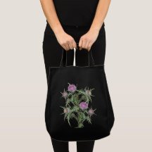 Thistle flowers tote bag