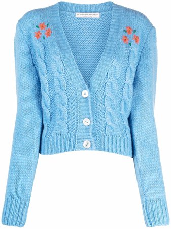Shop Alessandra Rich cable-knit button-up cardigan with Express Delivery - FARFETCH
