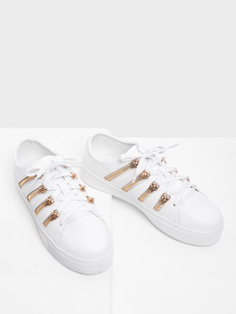 Zipper Side Design Lace Up Sneakers