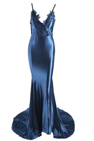 blue satin gown