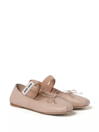 Miu Miu Leather Ballerina Shoes - Farfetch