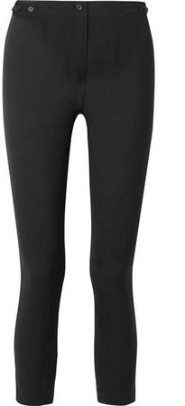 Cropped Wool-blend Slim-leg Pants - Black