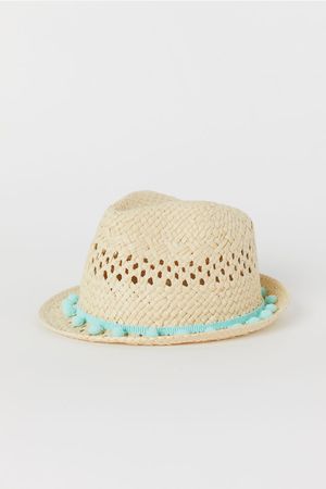 Straw Hat with Pompoms - Natural - Kids | H&M US