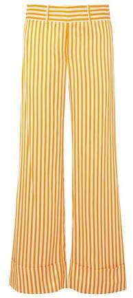 Striped Twill Wide-leg Pants