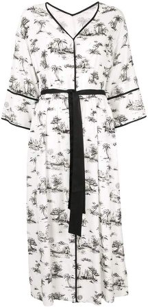 Loveless palm print kimono dress