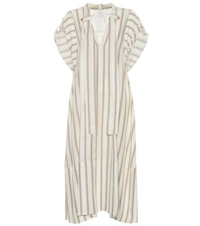 Striped silk crêpe dress