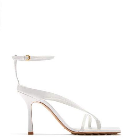 Squared Leather Sandals - Womens - White