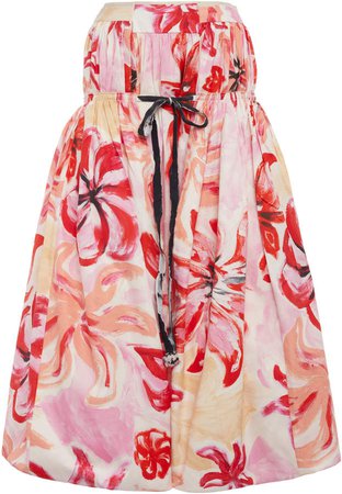 Marni Floral-Print Cotton-Silk Midi Skirt Size: 38