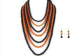 Black and orange Pearl Necklace