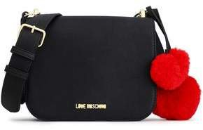 Pompom-embellished Faux Leather Shoulder Bag