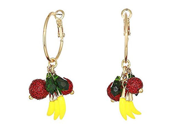 Betsey Johnson Fruit Hoop Earrings Multi One Size: Clothing