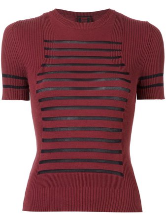 Red Jean Paul Gaultier Pre-Owned 'sailor' Ribbed T-Shirt | Farfetch.com