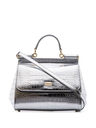 Dolce & Gabbana Sicily crocodile-effect leather tote bag - FARFETCH