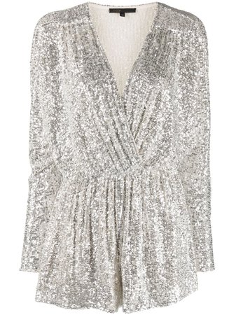 Maje Sequinned wrap-effect Playsuit - Farfetch