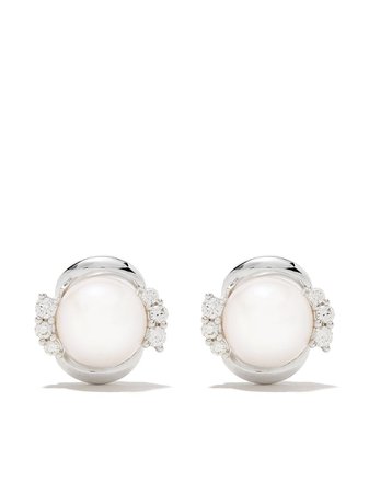 Yoko London 18Kt White Gold Trend Freshwater Pearl And Diamond Earrings | Farfetch.com