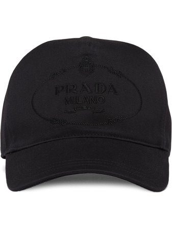 Shop black Prada embroidered logo baseball cap with Express Delivery - Farfetch
