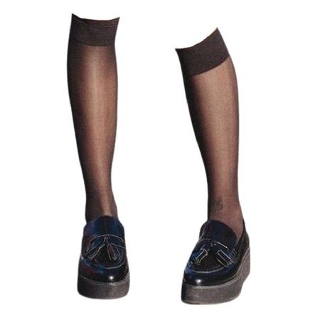 black knee high nylon socks tights platform loafers shoes legs png