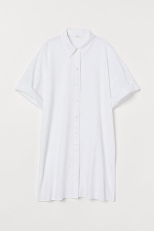 Long Linen-blend Shirt - White