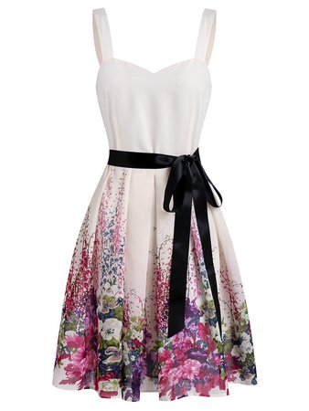 2019 Sweetheart Neck A Line Printed Dress | Rosegal.com