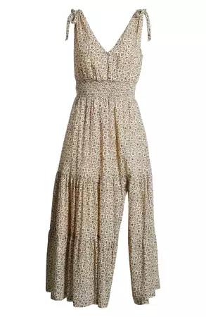 Karlissa Print Smocked Waist Sleeveless Tiered Dress PAIGE | Nordstrom