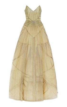 Deco Devium Strapless Tulle Gown By Cucculelli Shaheen | Moda Operandi