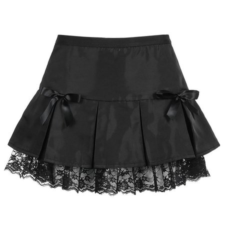 Goth gothic black skirt ribbon lace