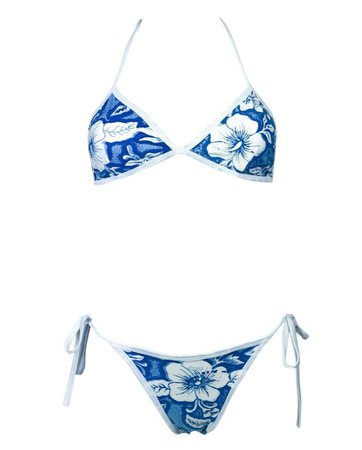 Blue and white bikini set y2k