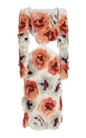 Handbeaded Floral Midi Dress By Rodarte | Moda Operandi